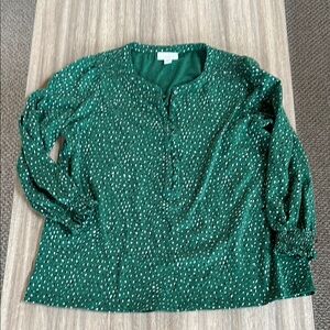 J Jill Green Printed Dot Women's Top